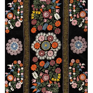 Vintage Wall Hanging. Silk Embroidered Suzani Bed Cover. Uzbek Tablecloth