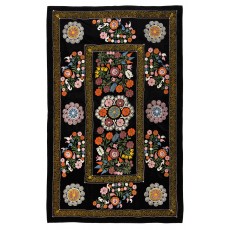 Vintage Wall Hanging. Silk Embroidered Suzani Bed Cover. Uzbek Tablecloth