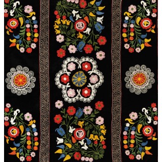Vintage Wall Hanging. Silk Embroidered Suzani Bed Cover. Uzbek Tablecloth