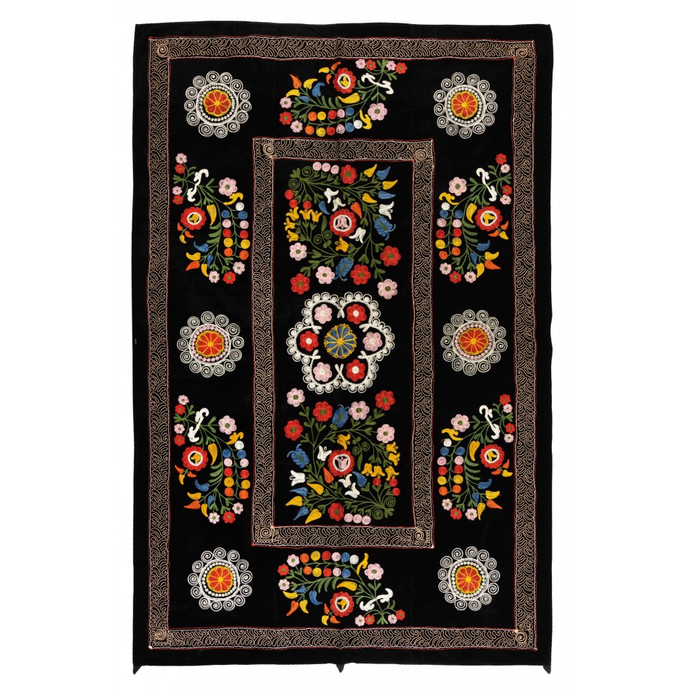Vintage Silk Embroidered Suzani Bed Cover from Uzbekistan