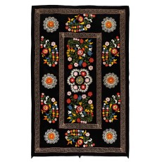 Vintage Wall Hanging. Silk Embroidered Suzani Bed Cover. Uzbek Tablecloth
