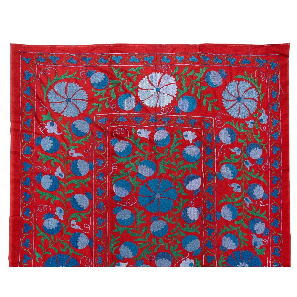 Vintage Silk Embroidered Suzani Bed Cover from Uzbekistan