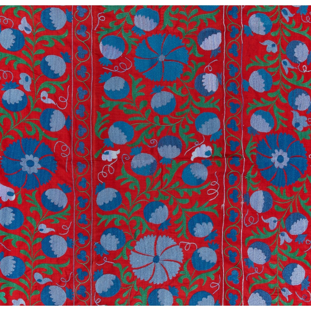 Vintage Silk Embroidered Suzani Bed Cover from Uzbekistan