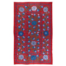 Vintage Wall Hanging. Silk Embroidered Suzani Bed Cover. Uzbek Tablecloth