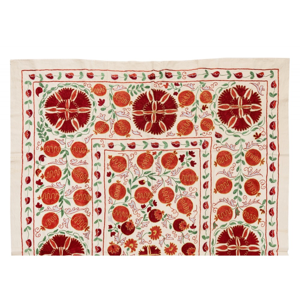 Silk Embroidery Wall Hanging, Modern Table Cover, Suzani Bedspread