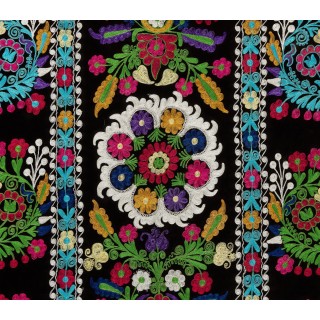 Vintage Wall Hanging. Silk Embroidered Suzani Bed Cover. Uzbek Tablecloth