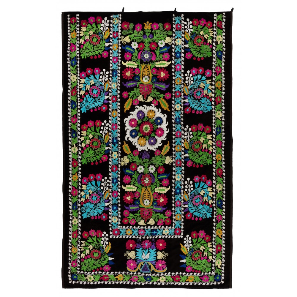 Vintage Silk Embroidered Suzani Bed Cover from Uzbekistan