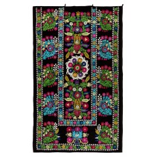 Vintage Wall Hanging. Silk Embroidered Suzani Bed Cover. Uzbek Tablecloth