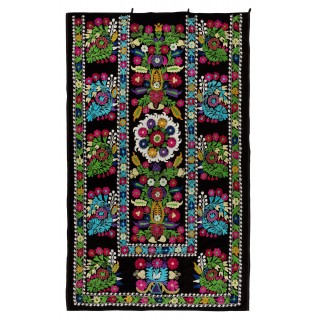 Vintage Wall Hanging. Silk Embroidered Suzani Bed Cover. Uzbek Tablecloth