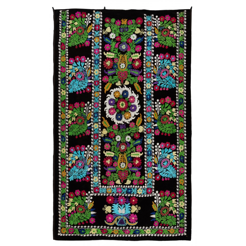 Vintage Silk Embroidered Suzani Bed Cover from Uzbekistan