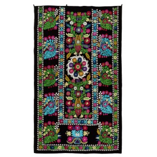 Vintage Wall Hanging. Silk Embroidered Suzani Bed Cover. Uzbek Tablecloth