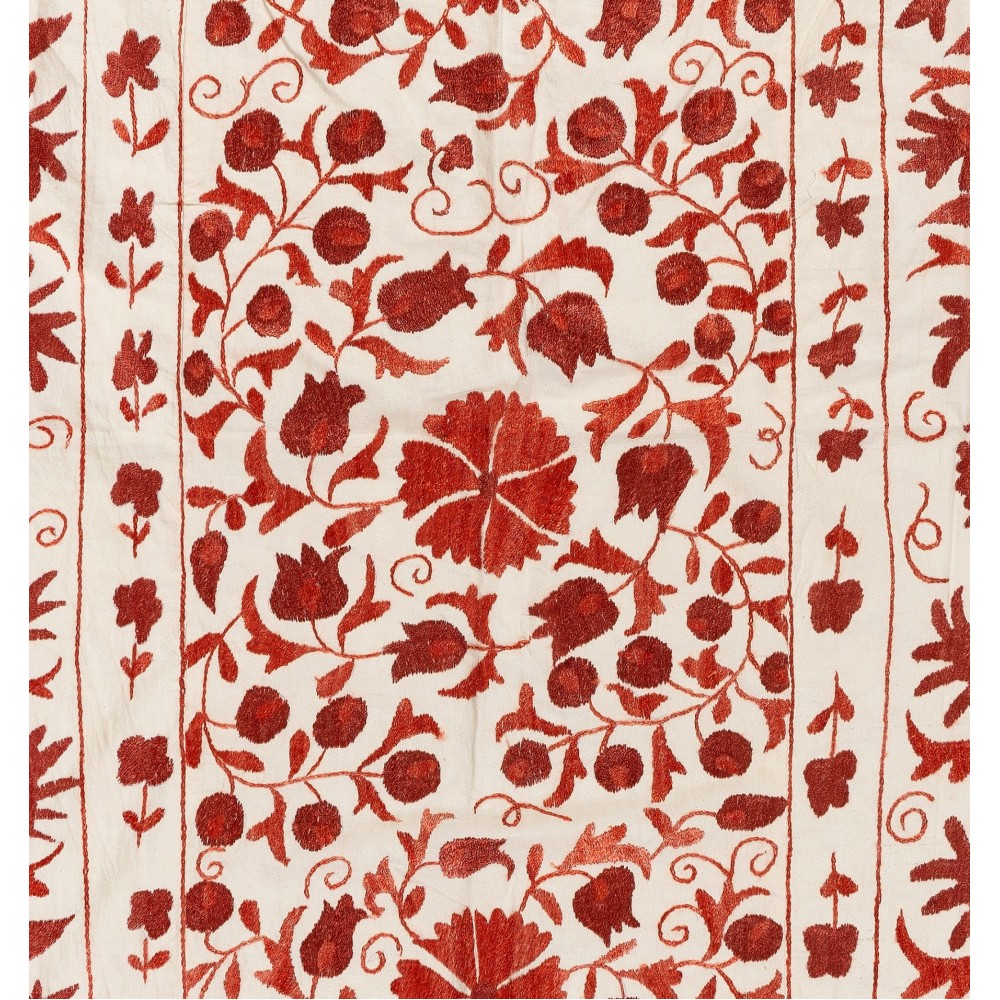 New Uzbek Suzani Textile. Embroidered Cotton & Silk Bed Cover