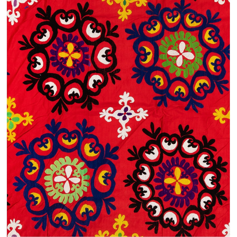 Vintage Silk Embroidered Suzani Bed Cover from Uzbekistan