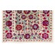 New Uzbek Suzani Textile. Embroidered Cotton & Silk Bed Cover