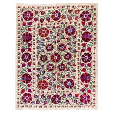 New Wall Hanging. Embroidered Cotton & Silk Bed Cover. Uzbek Tablecloth