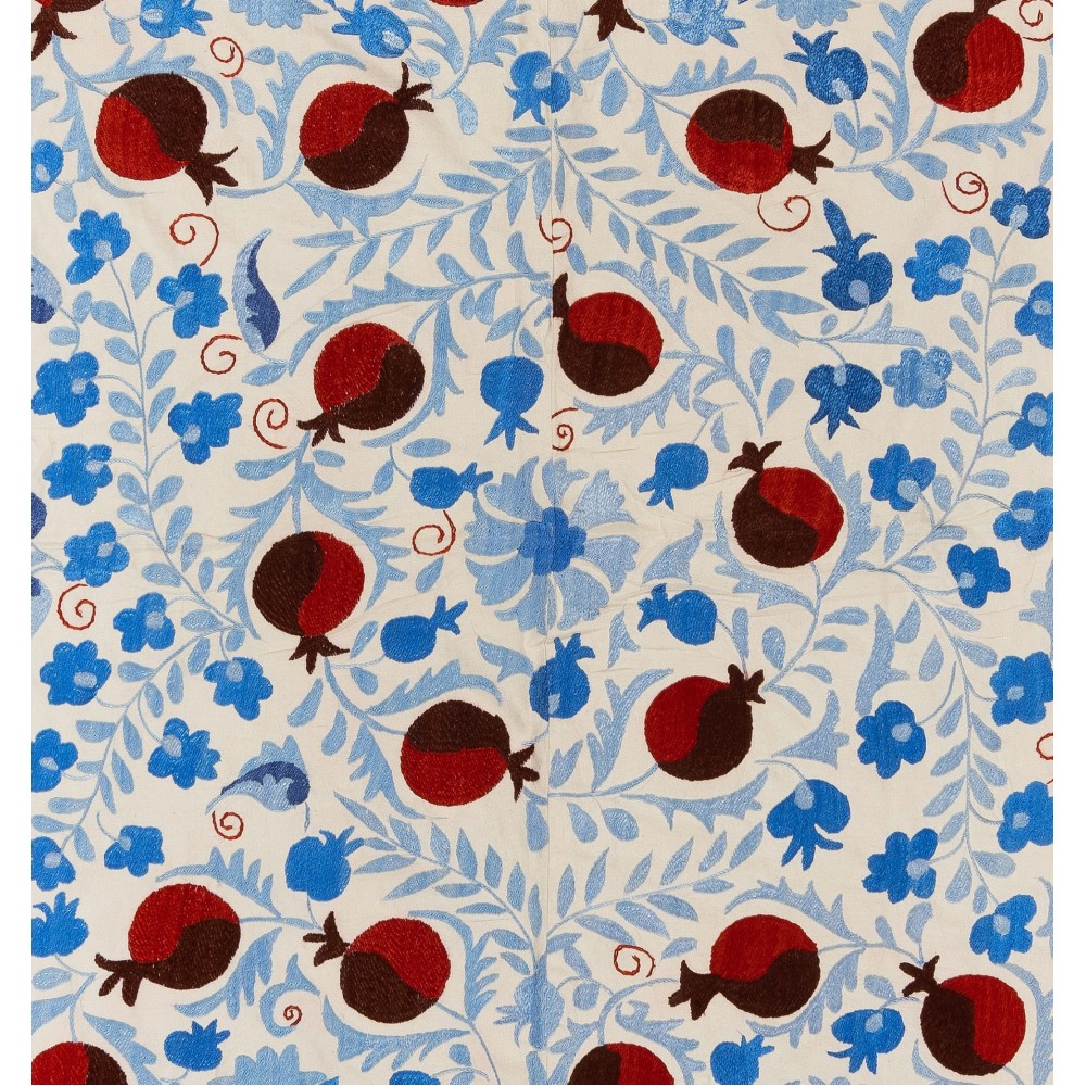 New Uzbek Suzani Textile. Embroidered Cotton & Silk Bed Cover