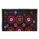 Silk Embroidery Bed Cover. Black Wall Hanging. Needlework Tablecloth, Home Gift