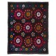 Silk Embroidery Bed Cover. Black Wall Hanging. Needlework Tablecloth, Home Gift