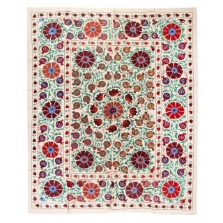 New Wall Hanging. Embroidered Cotton & Silk Bed Cover. Uzbek Tablecloth