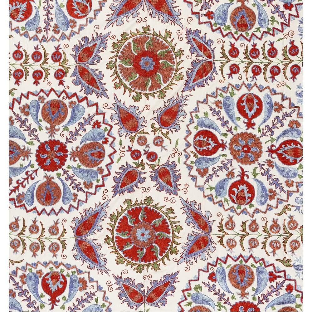 Silk Hand Embroidery Bed Cover from Uzbekistan, New Suzani Wall Hanging