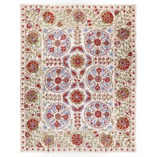 Silk Hand Embroidery Bed Cover from Uzbekistan. New Suzani Wall Hanging