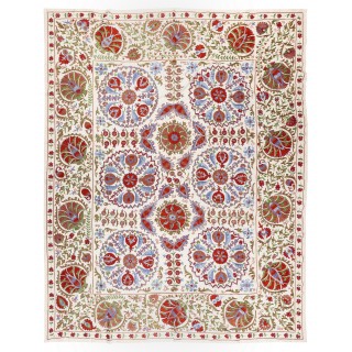 Silk Hand Embroidery Bed Cover from Uzbekistan. New Suzani Wall Hanging