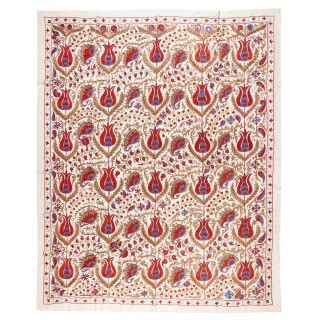New Wall Hanging. Embroidered Cotton & Silk Bed Cover. Uzbek Tablecloth