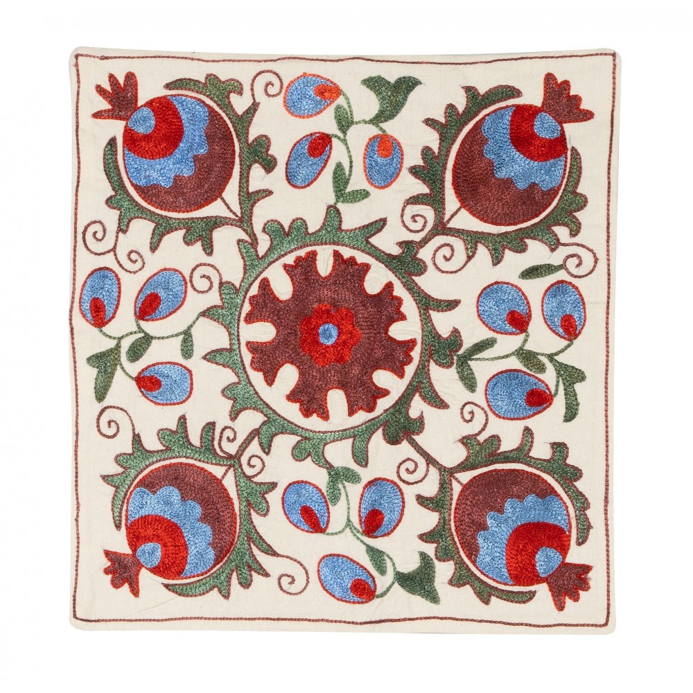 New Authentic Central Asian Silk Embroidered Suzani Cushion Cover
