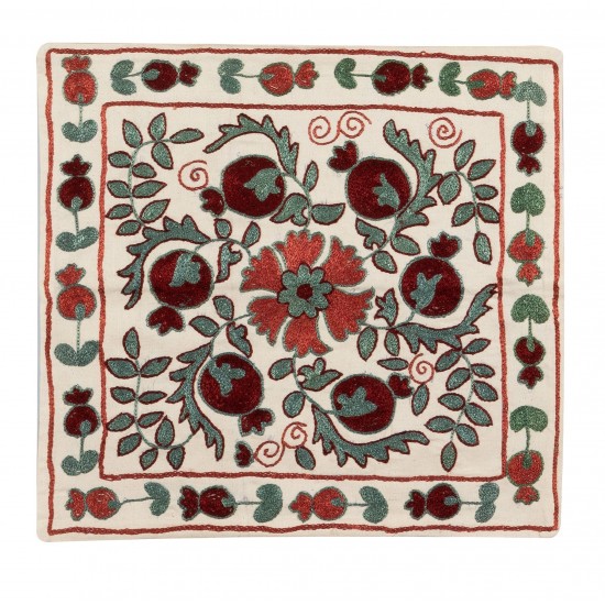 Decorative Silk Embroidered Suzani Cushion Cover from Uzbekistan