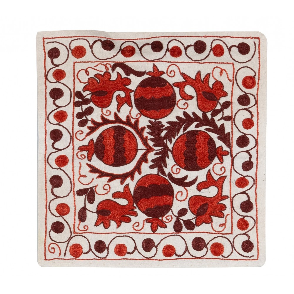 Decorative Silk Embroidered Suzani Cushion Cover from Uzbekistan