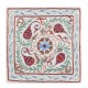Embroidered Silk Suzani Cushion Cover, Uzbek Lace Pillow, Handmade Toss Pillow