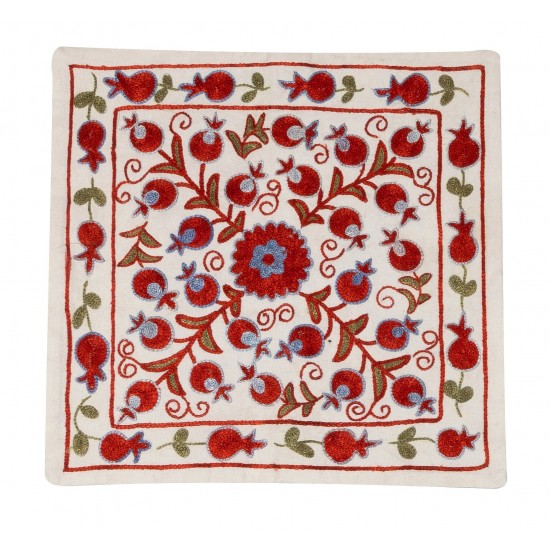Decorative Hand Embroidered Silk, Cotton and Linen Cushion Cover From Uzbekistan Decorative Hand Embroidered Silk, Cotton and Linen Cushion Cover From Uzbekistan