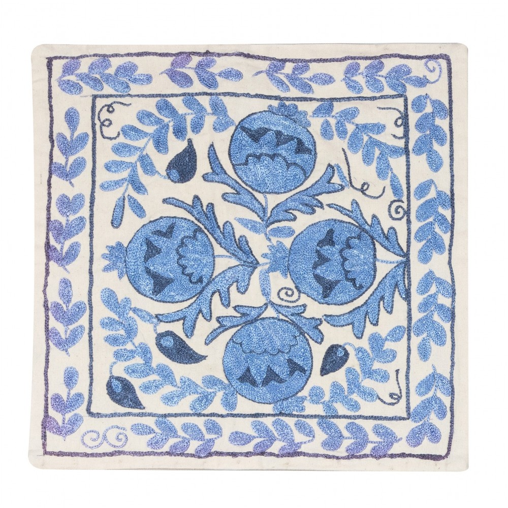 Decorative Silk Embroidered Suzani Cushion Cover from Uzbekistan