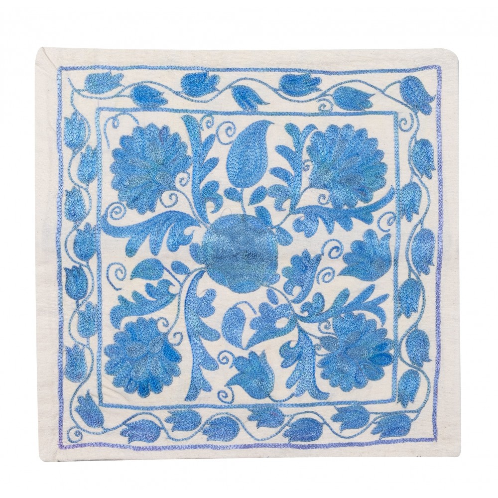 Decorative Silk Embroidered Suzani Cushion Cover from Uzbekistan