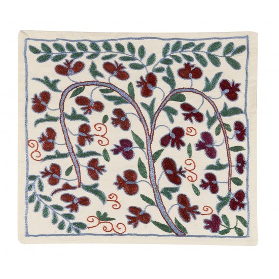 Decorative Silk Embroidered Suzani Cushion Cover from Uzbekistan Decorative Silk Embroidered Suzani Cushion Cover from Uzbekistan