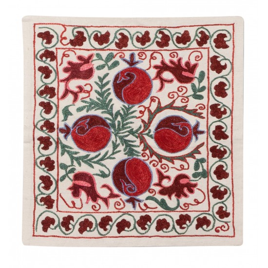 Decorative Silk Embroidered Suzani Cushion Cover from Uzbekistan