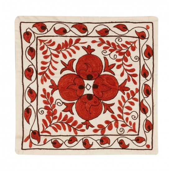 Decorative Silk Embroidered Suzani Cushion Cover from Uzbekistan