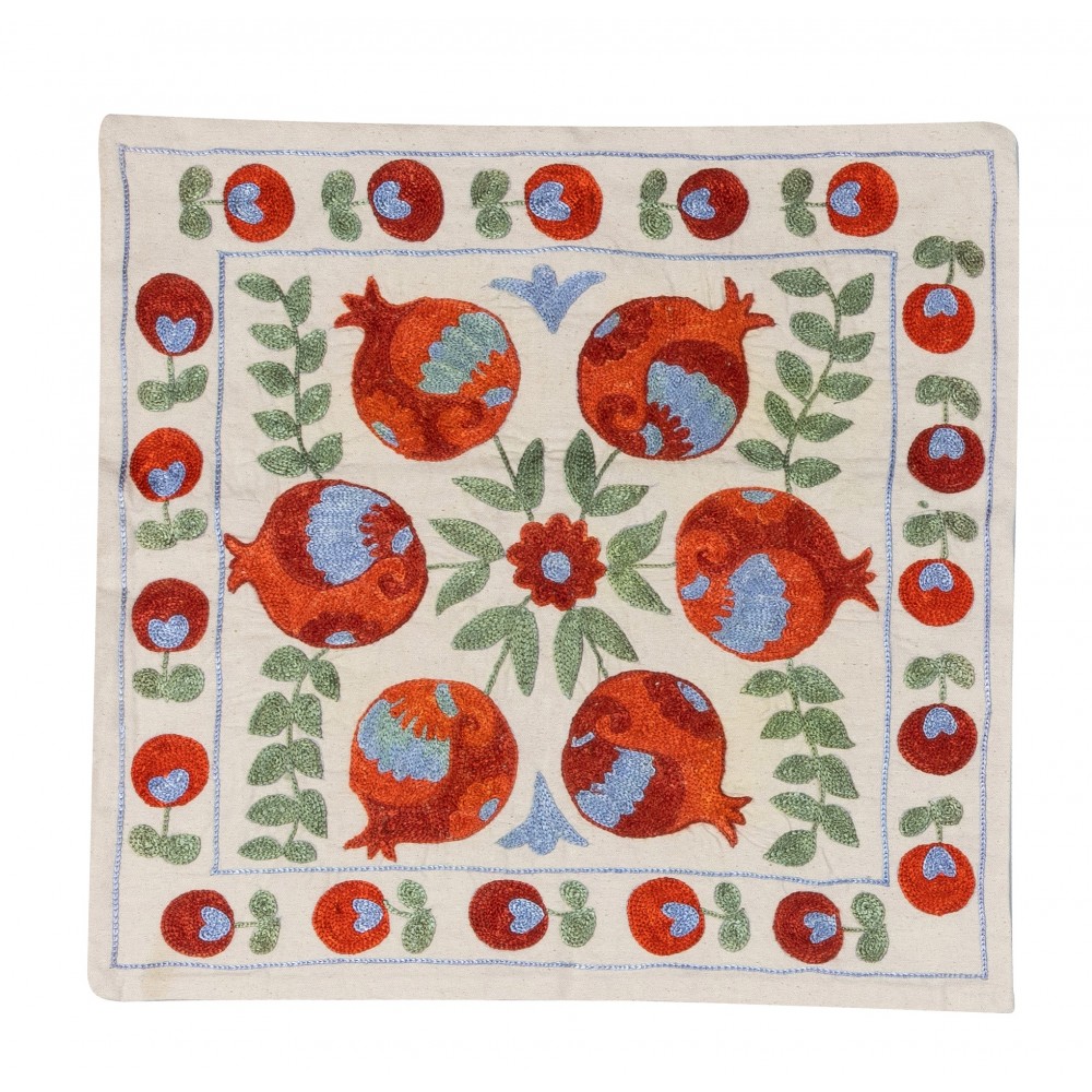 New Authentic Central Asian Silk Embroidered Suzani Cushion Cover