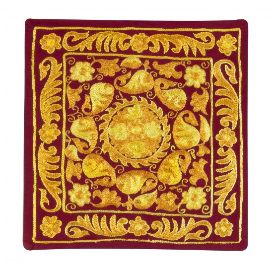 Handmade Asian Suzani Cushion Cover, Silk Embroidery Pillow Case Handmade Asian Suzani Cushion Cover, Silk Embroidery Pillow Case