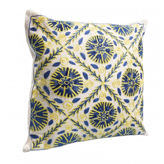 Decorative Suzani Cushion Cover from Uzbekistan. Silk Hand Embroidery Throw Pillow