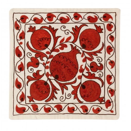 21st Century Decorative Silk Embroidered Suzani Cushion Cover from Uzbekistan