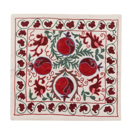 Handmade Asian Suzani Cushion Cover, Embroidered Silk Pillow Case Handmade Asian Suzani Cushion Cover, Embroidered Silk Pillow Case