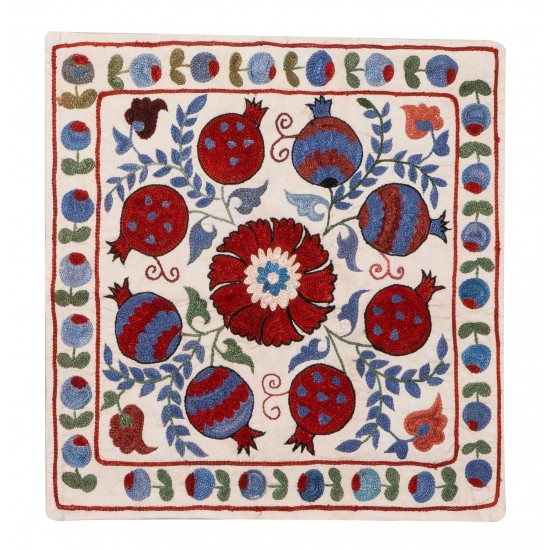 Decorative Silk Embroidered Suzani Cushion Cover from Uzbekistan