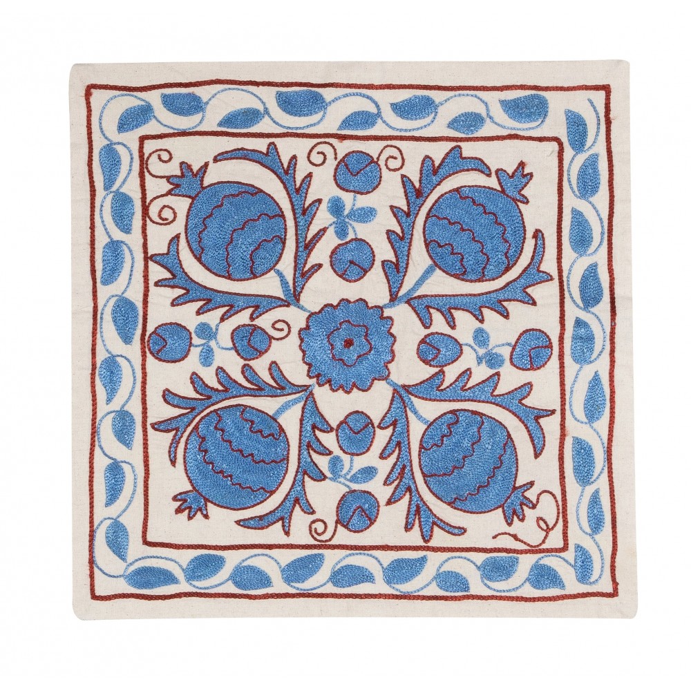Decorative Silk Embroidered Suzani Cushion Cover from Uzbekistan