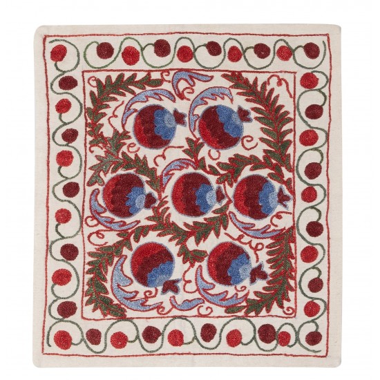 Decorative Silk Embroidered Suzani Cushion Cover from Uzbekistan