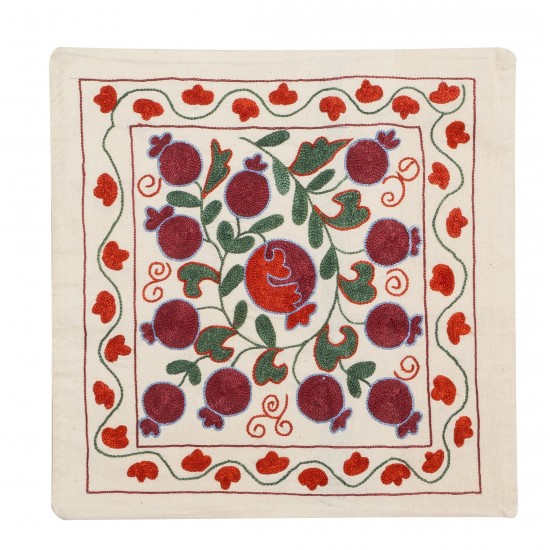 Decorative Silk Embroidered Suzani Cushion Cover from Uzbekistan