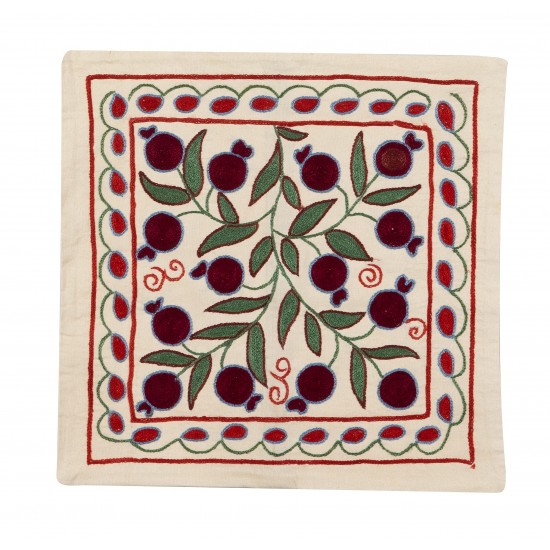 Handmade Asian Suzani Cushion Cover, Silk Embroidery Pillow Case Handmade Asian Suzani Cushion Cover, Silk Embroidery Pillow Case