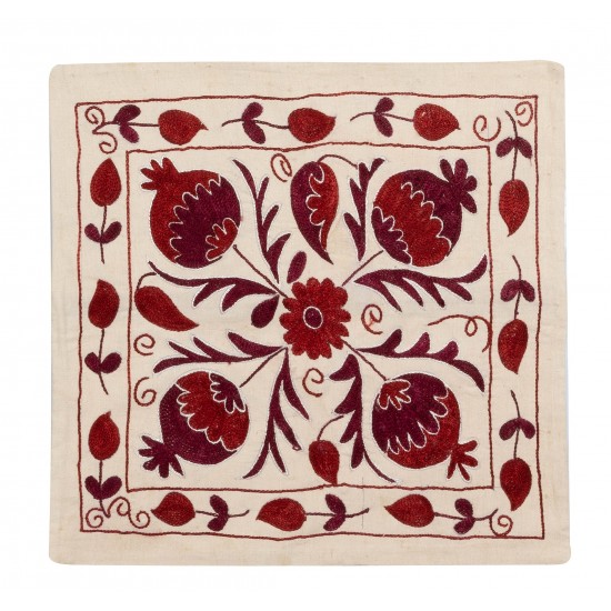 21st Century Hand Embroidered Silk Suzani Cushion Cover from Uzbekistan 21st Century Hand Embroidered Silk Suzani Cushion Cover from Uzbekistan