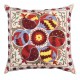 Traditional Silk Suzani Cushion Cover from Uzbekistan. Hand Embroidered Pillowcase
