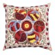 Silk Embroidery Cushion Cover. Modern Pillowcase, Suzani Textile Lace Pillow